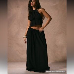 Elegant Black Maxi Skirt with backless top